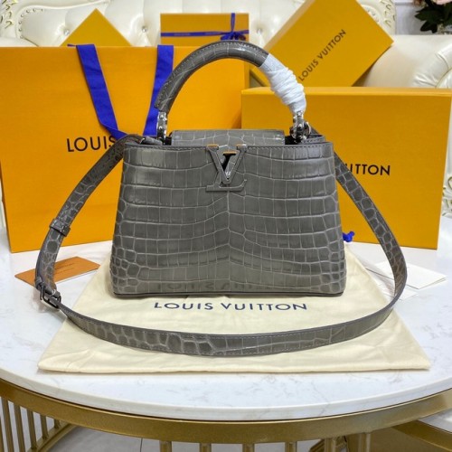 Louis Vuitton pelle di coccodrillo CAPUCINES BB M81190 grigio scuro