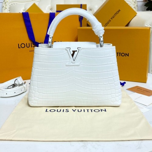 Louis Vuitton pelle di coccodrillo CAPUCINES BB M81190 bianco