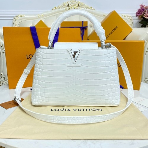 Louis Vuitton pelle di coccodrillo CAPUCINES M48866 bianco