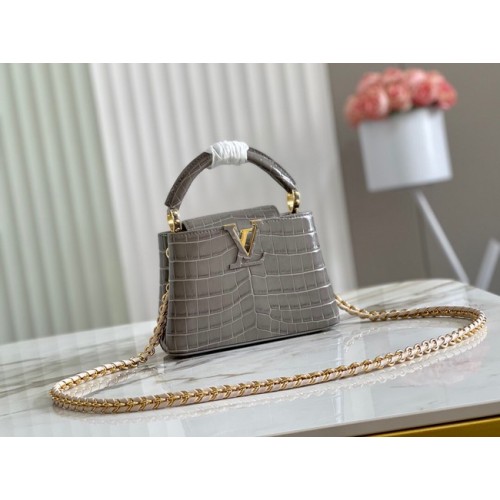 Louis Vuitton pelle di coccodrillo CAPUCINES MINI M81190 grigio