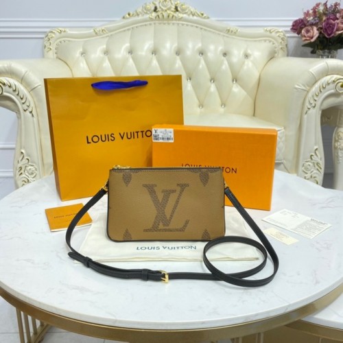 Louis vuitton Canvas POCHETTE DOPPIA ZIP M80084 marrone