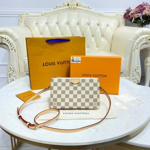 Louis vuitton Damier Azur Tela POCHETTE DOPPIA ZIP M80084