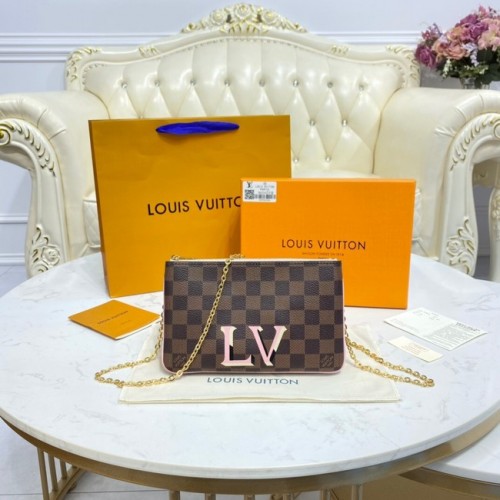Louis vuitton Damier Ebene Tela POCHETTE DOPPIA ZIP M80084