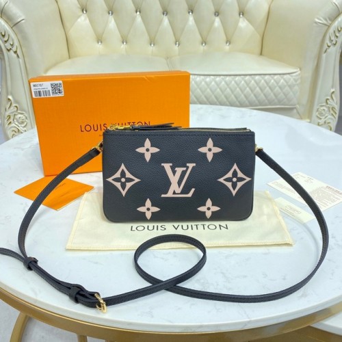 Louis vuitton Monogram Empreinte POCHETTE DOPPIA ZIP M80084 Nero&Beige