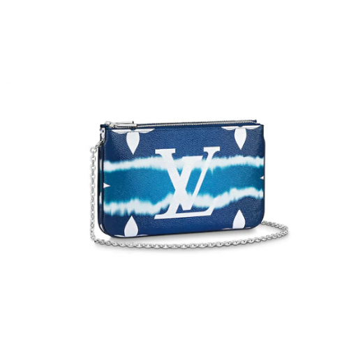 Louis vuitton originale ESCALE POCHETTE DOUBLE ZIP pochette M69124 blu