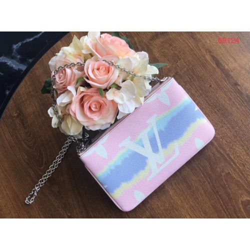 Louis vuitton originale ESCALE POCHETTE DOUBLE ZIP pochette M69124 rosa