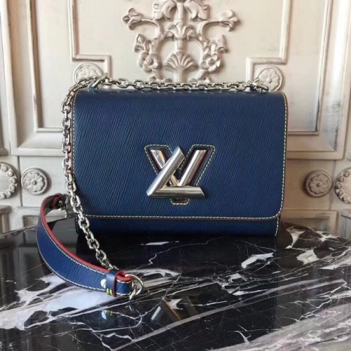 Louis vuitton pelle epi originale TWIST MM M50332 blu scuro