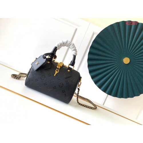 Louis vuitton pelle originale SPEEDY 20 Monogram Empreinte mini m42397 nero