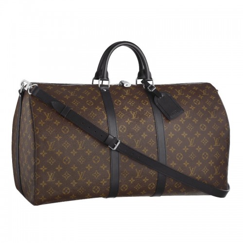 Louis Vuitton Monogram Macassar Canvas Keepall 55 Cinturino M56714