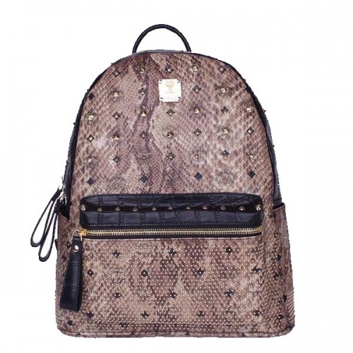 Zaino medio MCM Armor in pelle di serpente MC2095 marrone