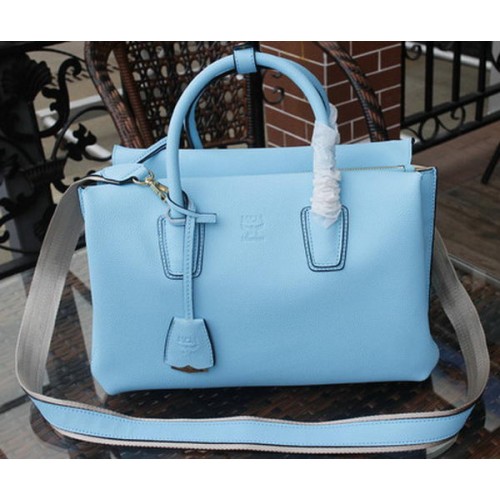 Borsa Tote MCM Milla Pelle Di Vitello MCM1180 Azzurro
