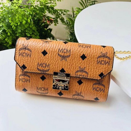 MCM Borsa a Spalla Pelle di Vitello 3356 Cammello