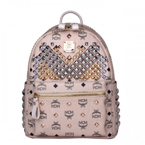Zaino MCM Small Stark con borchie frontali MC4237S Beige