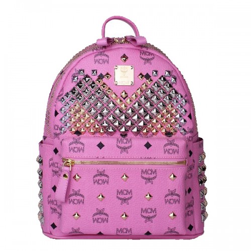 Zaino MCM Small Stark con borchie frontali MC4237S Rosy