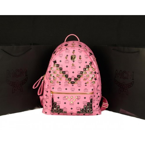 Zaino MCM Stark Jumbo in pelle di vitello 8100 rosa