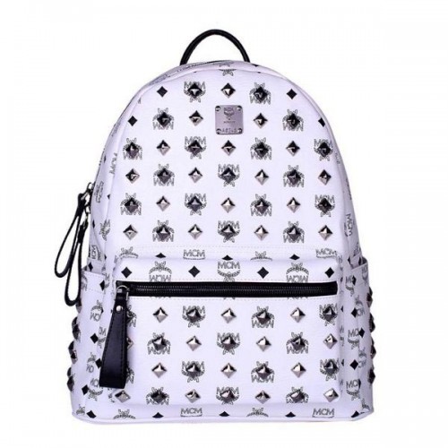 Zaino medio MCM Stark con borchie MC2089 Bianco
