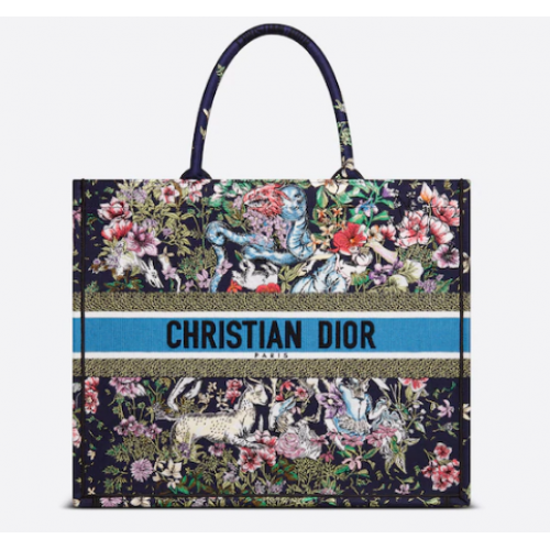 BORSA A LIBRO DIOR MEDIA Ricamo D-Constellation multicolor blu M1296ZRUV-5