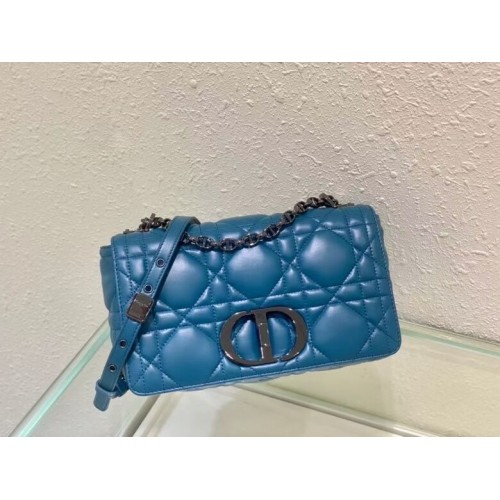 BORSA CARO DIOR MEDIA Pelle di agnello Cannage sfumata M9242WN blu