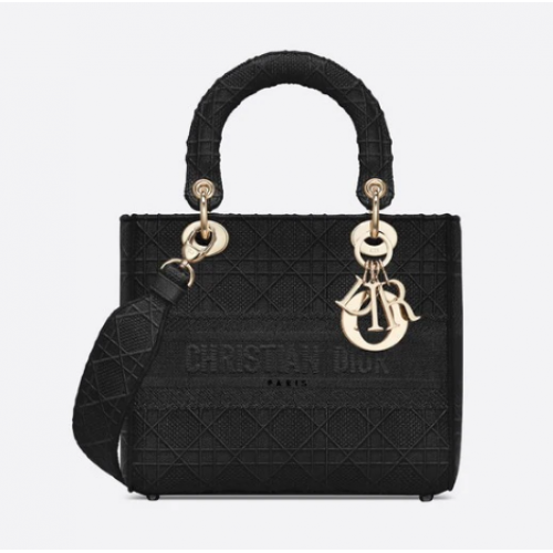 BORSA MEDIA LADY D-LITE Ricamo Cannage M0565OREY nera