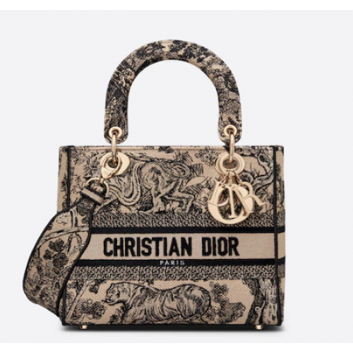 BORSA MEDIA LADY D-LITE Marrone Ricamo Toile de Jouy M0565OTDT