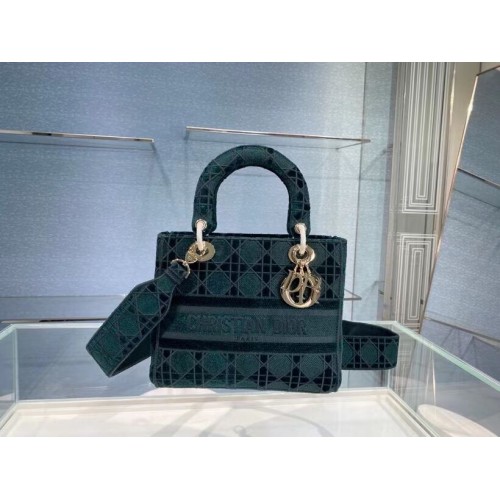 BORSA MEDIA LADY D-LITE Cannage Velluto ricamato M0565OW verde