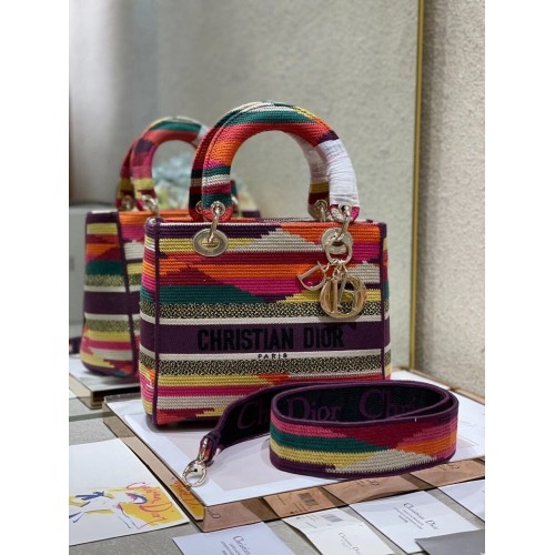 BORSA MEDIA LADY D-LITE Ricamo D-Stripes Multicolor M0565O