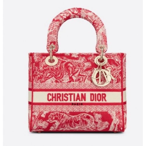 BORSA MEDIA LADY D-LITE Lampone Toile de Jouy Reverse Embroidery M0565OR