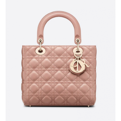BORSA LADY DIOR MEDIA Blush Cannage Pelle di agnello M0565O