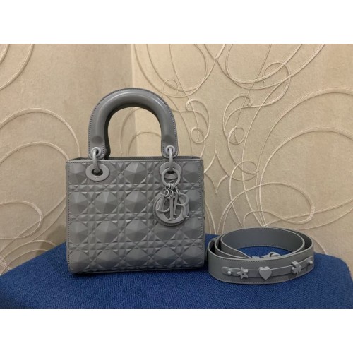 BORSA LADY DIOR MEDIA Pelle di vitello Cannage C2813 grigio