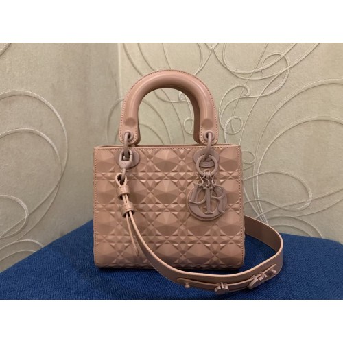 BORSA MEDIA LADY DIOR Pelle di vitello Cannage C2813 rosa