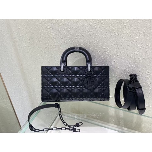 BORSA LADY DIOR MEDIA Cannage Pelle di agnello C2811 nera