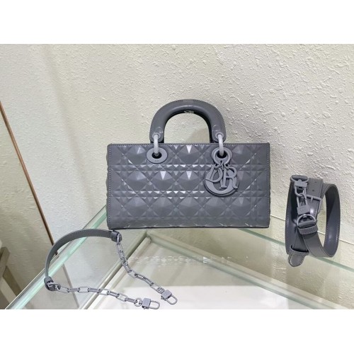 BORSA LADY DIOR MEDIA Cannage Agnello C2811 grigio