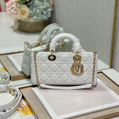 BORSA LADY DIOR MEDIA Cannage Agnello C2820 bianco
