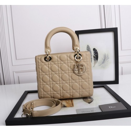 BORSA LADY DIOR MEDIA Cannage Agnello M0565E albicocca