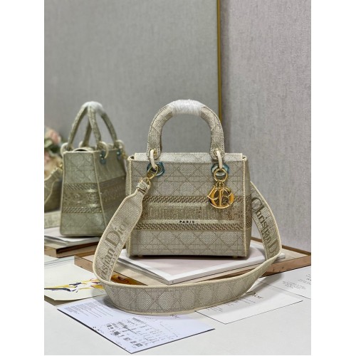 BORSA LADY DIOR MEDIA M0565O grigio chiaro