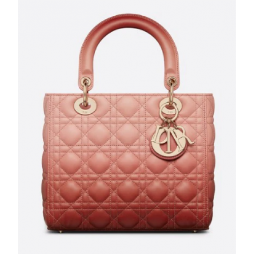 BORSA LADY DIOR MEDIA Pelle di agnello Cannage sfumata rosa M0565OS