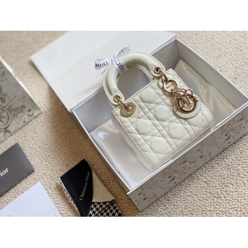 BORSA MICRO DIORAMOUR LADY DIOR S08568 Metallo tonalità oro bianco