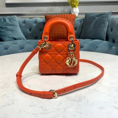 BORSA MICRO LADY DIOR Pelle di agnello Scarlet Cannage S0856O arancio&oro