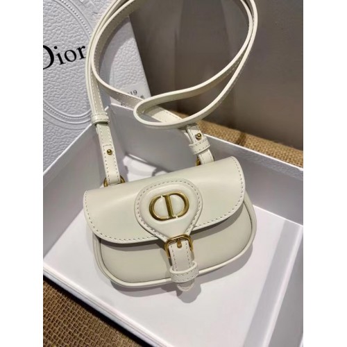 BORSA MINI DIOR BOBBY Warm Taupe Box Vitello S5109U BIANCO