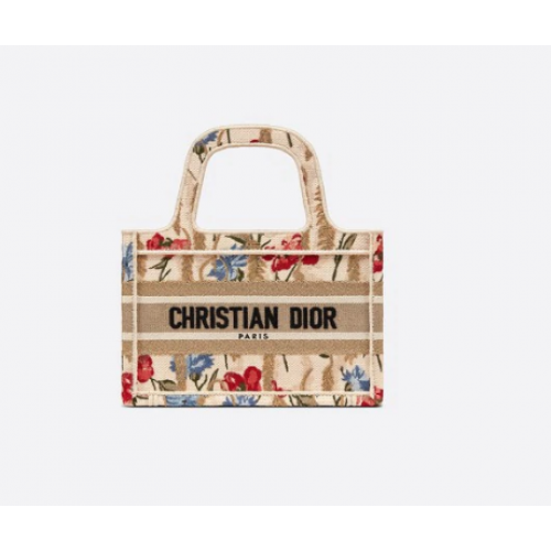 MINI DIOR BOOK TOTE Ricamo Dior Hibiscus multicolore beige S5475ZR