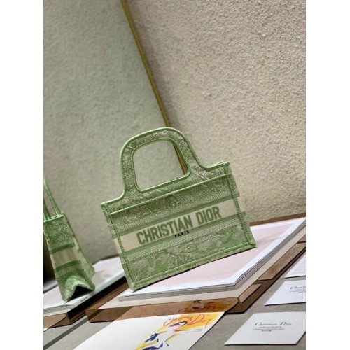 MINI DIOR BOOK TOTE Ricamo S5475Z verde