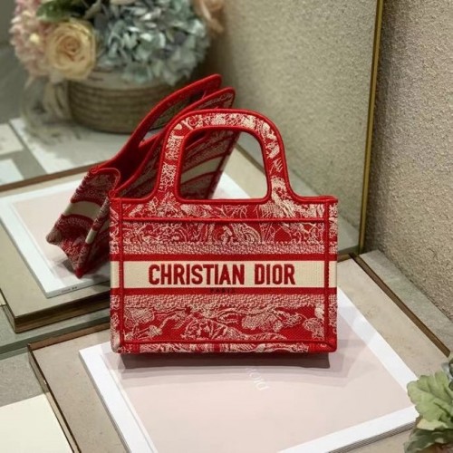 MINI DIOR BOOK TOTE Ricamo S5475Z rosso