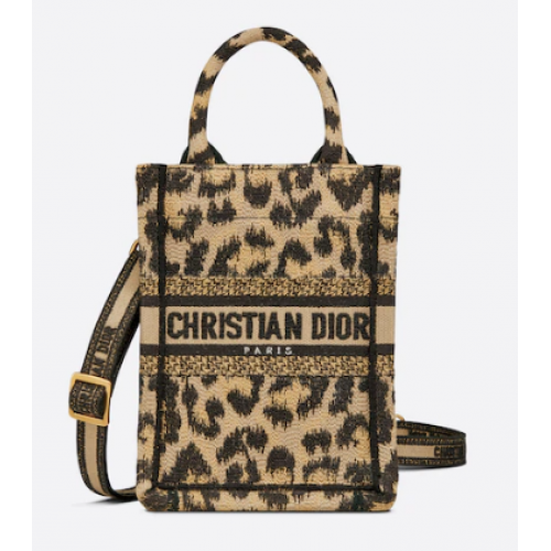 BORSA TOTE PER TELEFONO MINI DIOR BOOK Ricamo Mizza multicolore beige S5555CRHM