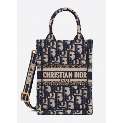 BORSA PER TELEFONO TOTE MINI DIOR BOOK Ricamo Dior Oblique blu S5555CRIW
