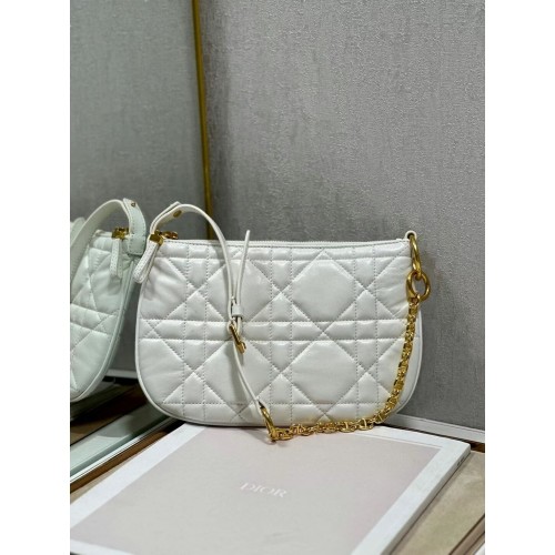 BORSA MINI DIOR CARO TULIP Latte Pelle di vitello trapuntata Macrocannage S5139BF