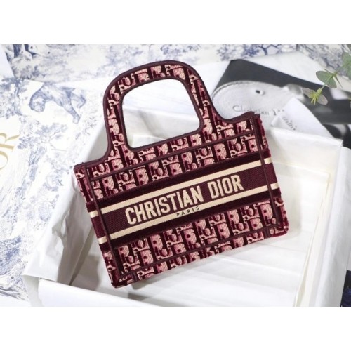 MINI DIORAMOUR BORSA A LIBRO DIOR Bordeaux Cannage Velluto ricamato S5475ZB