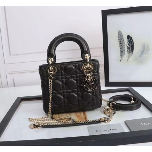 BORSA MINI LADY DIOR Pelle di agnello M0566OE nero&oro