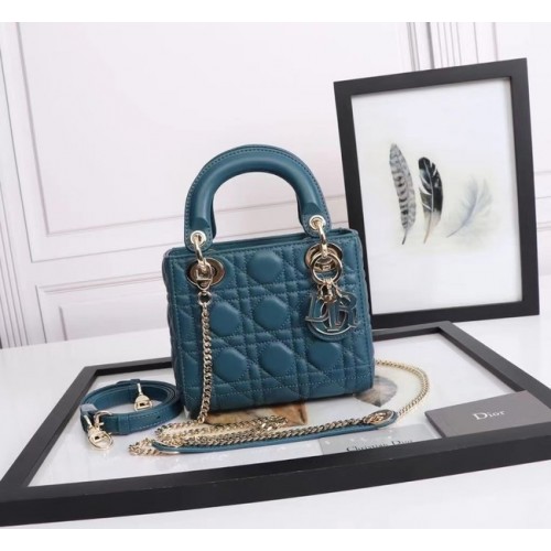 BORSA MINI LADY DIOR Pelle di agnello M0566OE blu