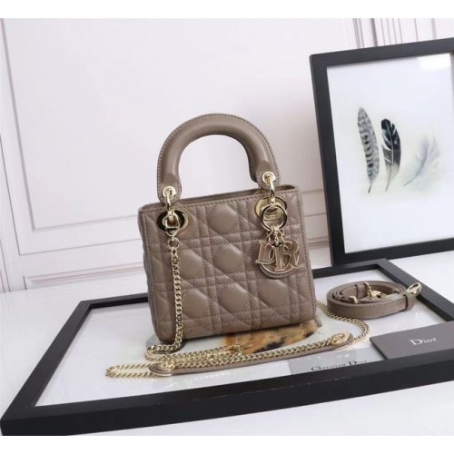 BORSA MINI LADY DIOR Pelle di agnello M0566OE grigio scuro