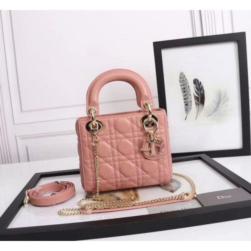 BORSA MINI LADY DIOR Pelle di agnello M0566OE rosa&oro